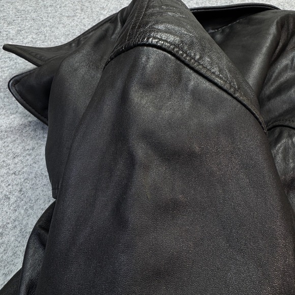 Bostonian Men's Genuine Leather Jacket Black Size L Button Front Mid-Length Coat - Picture 9 of 9